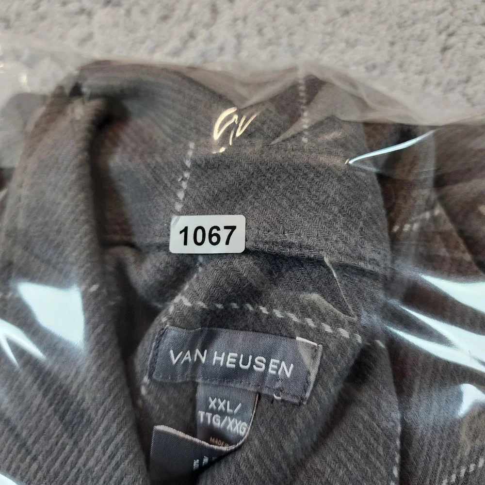 Van Heusen Shacket Men XXL Flannel Windowpane Plaid Long Sleeve Shirt Jacket NWT
